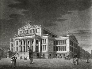 Ansicht des Schauspielhauses in Berlin, Kupferstich von Karl Friedrich Schinkel von Karl Friedrich Schinkel