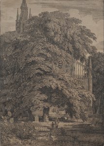 Gotische Kirche unter Eichen von Karl Friedrich Schinkel