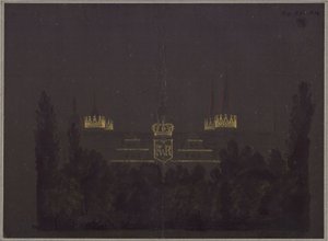 Merseburg. Schloss. Entwurf zur Illumination des Schlosses anlässlich der Huldigungsfeierlichkeiten für Friedrich Wilhelm III. von Preußen von Karl Friedrich Schinkel