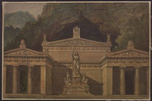Olimpia. Oper von Gaspare Spontini. Entwurf zur 4. Dekoration. Tempel der Diana von Karl Friedrich Schinkel