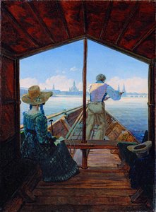 Morgen auf der Elbe. Bootsfahrt auf der Elbe bei Dresden von Karl Gustav Carus