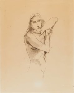 Weiblicher Akt mit erhobenem linken Arm