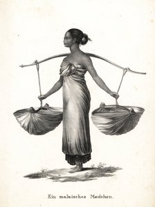 Malaiisches Mädchen mit hochgebundenem Haar, das Turnschuhe trägt von Karl Joseph Brodtmann