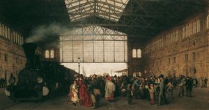 Ankunft eines Zuges am Wiener Nordwestbahnhof, 1875 von Karl Karger