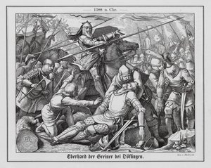 Eberhard II., Graf von Württemberg, in der Schlacht bei Döffingen