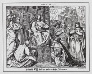 König Heinrich VII. von Deutschland ruft seinen Sohn, Johann von Böhmen, zurück