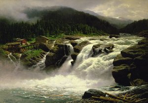Norwegischer Wasserfall, bei Lofor in Valders von Karl Paul Themistocles von Eckenbrecher