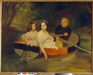 Selbstporträt mit Baronin Yekaterina Meller Zakomelskaya und ihrer Tochter in einem Boot (Detail)
