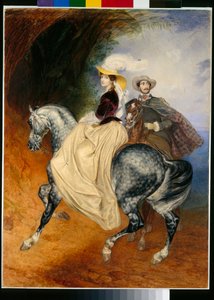 Die Reiter: Porträts von Eugene Mussard und seiner Frau Emilie von Karl Pavlovich Bryullov