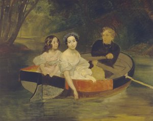Selbstporträt mit Baronin Yekaterina Meller-Zakomelskaya und ihrer Tochter in einem Boot, 1833-1835