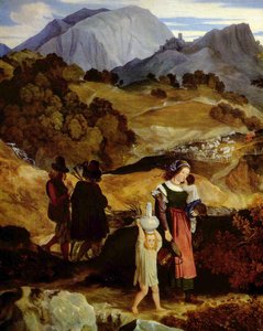 Gebirgslandschaft bei Subiaco mit Hirten (Detail)