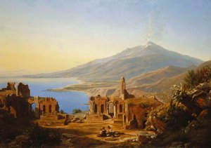 Teatro Greco, Taormina, mit Ätna im Hintergrund, 1852