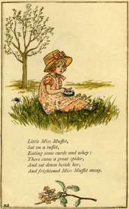 Kleine Miss Muffet illustriert von Kate Greenaway