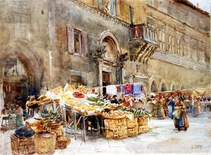 Vor dem Haus des Hauptmanns des Volkes, Perugia, um 1906