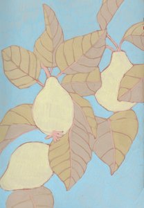 Birnen auf blauem Zweig von Katie O'Shea