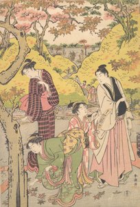 Ein junger Mann, zwei junge Frauen und ein Mädchen bei einem Picknick, ca. 1789