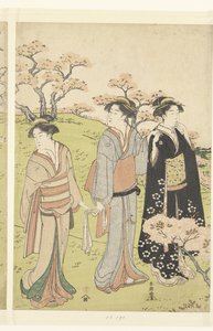 Bewunderung der Kirschblüte in Asukayama von Katsukawa Shuncho