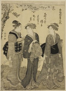 Kirschblüten im Frühling, aus der Serie "Die schönsten Oden über Blumen der vier Jahreszeiten (Shuku awase, shiki no hana)"