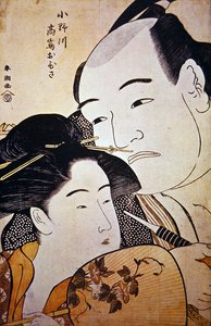 Der japanische Wrestler Onagawa und das Teestubenmädchen Ohisa, um 1792