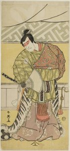 Schauspieler Sakata Hangorō III als Takechi Mitsuhide in „Muromacho-Chronik in Kana-Schrift“ von Katsukawa Shun