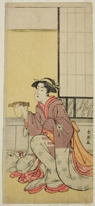 Der Schauspieler Iwai Hanshiro IV als Yae (?), im Stück Sugawara Denju Tenarai Kagami (?), aufgeführt im Kiri-Theater (?) im siebten Monat, 1788 (?) von Katsukawa Shun