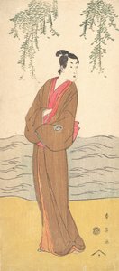 Der dritte Segawa Kikunojo als Hisamatsu am Ufer stehend, ca. 1795