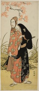 Der Schauspieler Ichikawa Komazo III als Katanaya Hanshichi im Stück Heike Hyobanki, aufgeführt im Nakamura-Theater im neunten Monat, 1789