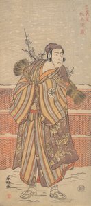 Matsumoto Sumezo als ein Mann in Winterkleidung im Schnee stehend, ca. 1785-90