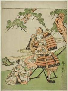Der Krieger Kusunoki Masashige (1294-1336) verabschiedet sich von seinem Sohn Masatsura von Katsukawa Shunsei