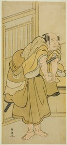 Der Schauspieler Asao Tamejuro I als betrunkener Gotobei im Stück Yoshitsune Koshigoe Jo, aufgeführt im Ichimura-Theater im neunten Monat, 1790