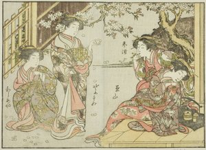 Kurtisanen des Asahimaruya, aus dem Buch Spiegel der schönen Frauen der Vergnügungsviertel (Seiro bijin awase sugata kagami), Bd. 1