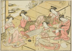 Kurtisanen des Tamaya, aus dem Buch "Spiegel der schönen Frauen der Vergnügungsviertel (Seiro bijin awase sugata kagami)," Bd. 1