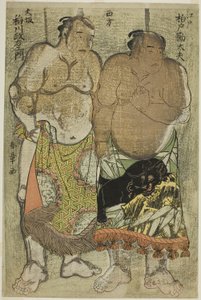 Sumo-Ringer der westlichen Gruppe: (rechts) Kashiwado Kandayu aus Edo, (links) und Inagawa Masaemon aus Osaka