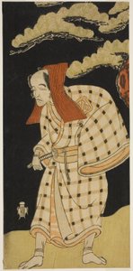 Der Schauspieler Arashi Otohachi I als Numataro Kyusei verkleidet als der Einbrecher Ipponzaemon im Stück Otokoyama Yunzei Kurabe, aufgeführt im Ichimura-Theater im elften Monat, 1768