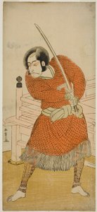 Der Schauspieler Ichikawa Danjuro V als Abe no Sadato im Stück Oshu Adachi ga Hara, aufgeführt im Ichimura Theater im fünften Monat, 1777 von Katsukawa Shunsho