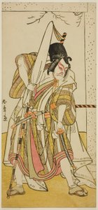 Der Schauspieler Ichikawa Ebizo III als Matsuo-maru im Stück Sugawara Denju Tenarai Kagami, aufgeführt im Ichimura-Theater im siebten Monat, 1776