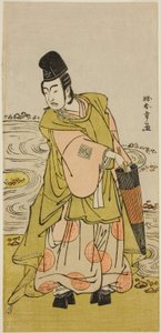 Der Schauspieler Ichikawa Yaozo II als Shii no Shosho Okinori im Stück Sugata no Hana Yuki no Kuronushi, aufgeführt im Ichimura Theater im elften Monat, 1776 von Katsukawa Shunsho