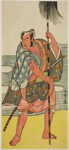 Der Schauspieler Ichimura Uzaemon IX als Yakko Matahei im Stück Mukashi Otoko Yuki no Hinagata, aufgeführt im Ichimura Theater im elften Monat, 1781