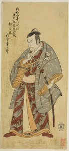 Der Schauspieler Matsumoto Koshiro III als Matsuo-maru im Stück Ayatsuri Kabuki Ogi, aufgeführt im Nakamura Theater im siebten Monat, 1768