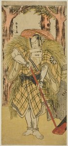 Der Schauspieler Nakamura Nakazo I als Hakamadare Yasusuke oder Watanabe no Tsuna (?) im Stück Shintenno Tonoi no Kisewata (?), aufgeführt im Nakamura-Theater (?) im elften Monat, 1781 (?)