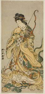 Der Schauspieler Nakamura Noshio I als Göttin Benzaiten von Enoshima im Stück Onno Aruji Hatsuyuki no Sekai, aufgeführt im Morita-Theater im elften Monat, 1773
