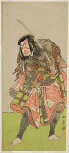 Der Schauspieler Nakamura Tomijuro I als Akushichibyoe Kagekiyo im Stück Kite Hajime Hatsugai Soga, aufgeführt im Morita Theater im ersten Monat, 1774