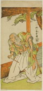 Der Schauspieler Otani Hiroemon III als Shinoda Jirodayu im Stück Keisei Momiji no Uchikake, aufgeführt im Morita-Theater im siebten Monat, 1772