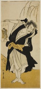 Der Schauspieler Otani Hiroemon III als der abtrünnige Mönch Dainichibo im Stück Tsukisenu Haru Hagoromo Soga, aufgeführt im Ichimura Theater im dritten Monat, 1777