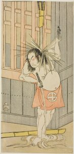 Der Schauspieler Otani Hiroji III, möglicherweise als Akaneya Hanshichi im Stück Fuji no Yuki Kaikei Soga, aufgeführt im Ichimura-Theater ab dem fünfzehnten Tag des ersten Monats, 1770