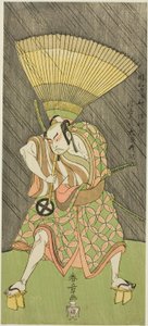 Der Schauspieler Otani Hiroji III, wahrscheinlich als Ukishima Daihachi im Stück Shinasadame Soma no Mombi, aufgeführt im Ichimura-Theater ab dem 23. Tag des siebten Monats, 1770 von Katsukawa Shunsho