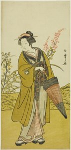 Der Schauspieler Otani Tomoemon I als Otsuma im Stück Kabuki no Hana Bandai Soga, aufgeführt im Ichimura Theater im vierten Monat, 1781