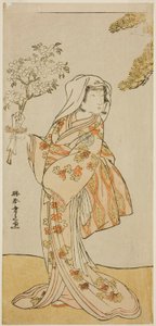 Der Schauspieler Yoshizawa Sakinosuke III als Naniwazu im Stück Sugata no Hana Yuki no Kuronushi, aufgeführt im Ichimura Theater im elften Monat, 1776 von Katsukawa Shunsho