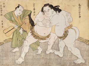 Der Ringkampf zwischen Kimenzan Tanigoro und Edogasaki Gemji