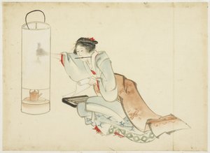 Dame, die eine Lampe einstellt, ca. 1815-1849
